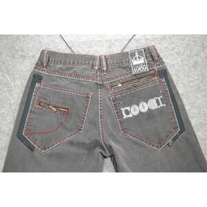 VTG Coogi Jeans Mens 34x30 Gray Denim Red Stitching Zip Pocket Streetwear Baggy
